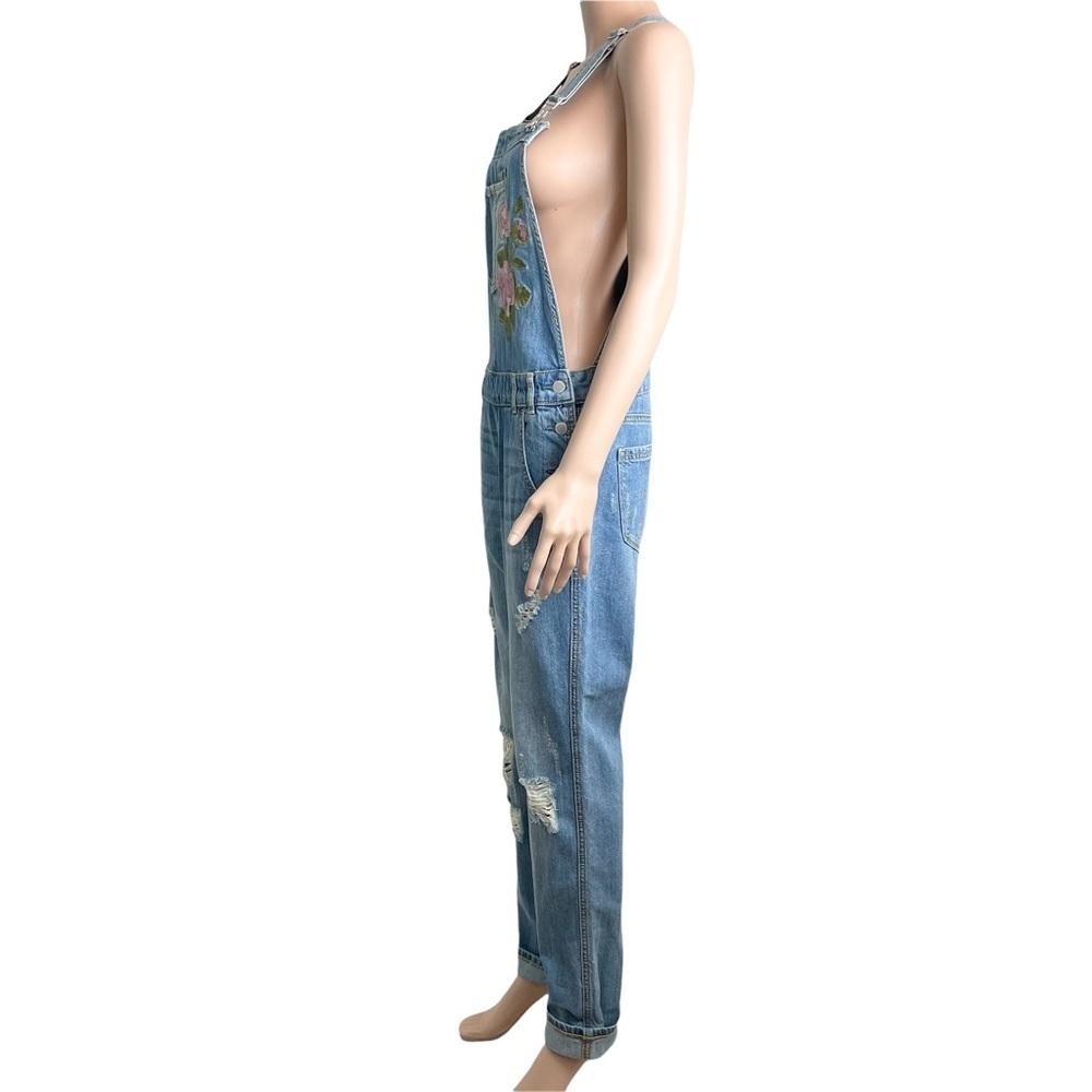 American Rag Floral Embroidered Distressed Jean Overalls - Picture 7 of 16